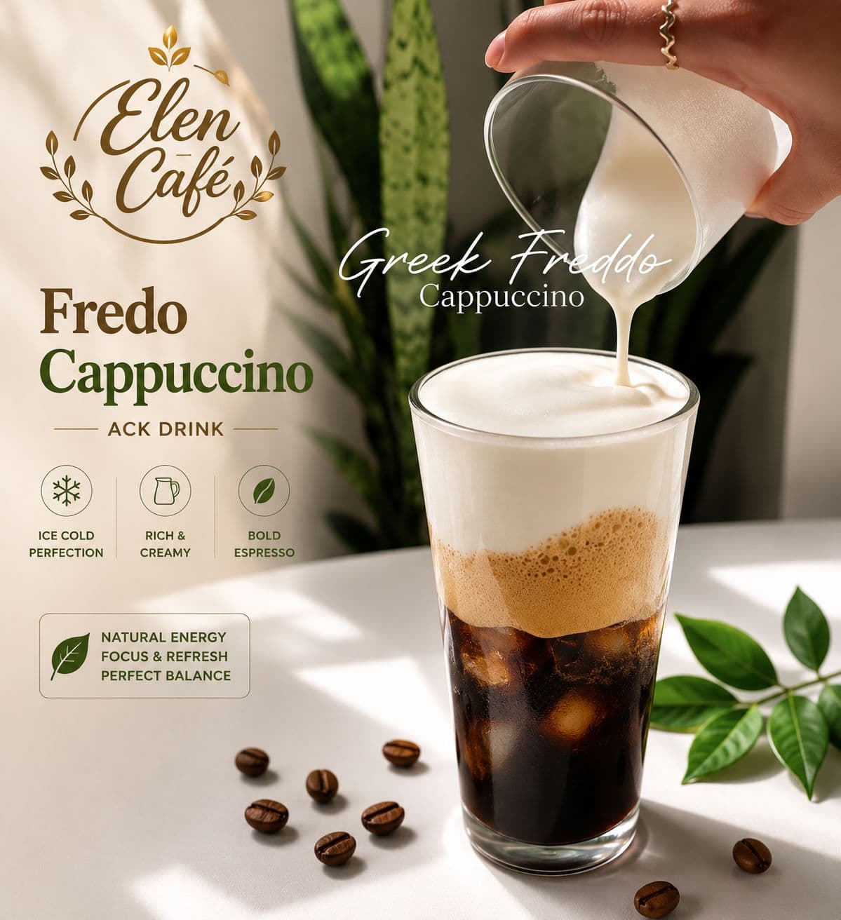 Freshly made fredo cappuccino at Elen Café